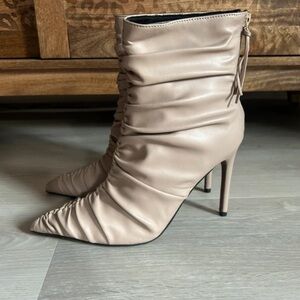 River Island Ruched Taupe High Heel Boots